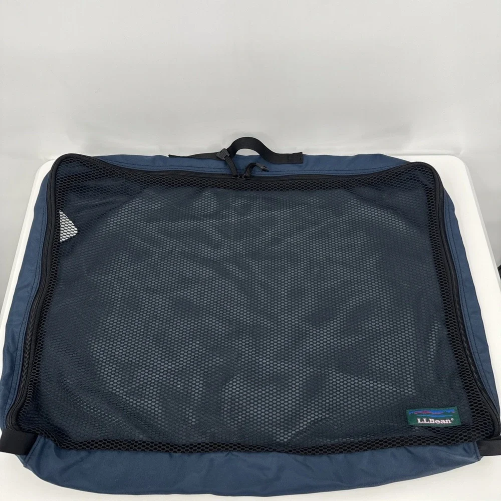 LL Bean Blue Nylon Packing Cube Set of 2 Travel Organizers Mesh Vintage Gorpcore